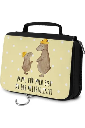 Mr. & Mrs. Panda Kulturbeutel Bären mit Hut - Pastell - Geschenk, Waschtasche, Schwester, Söhn (1-tlg), Inspirierende Designs - Verkäufer: