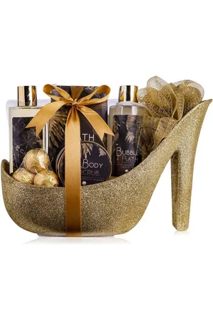 accentra Pflege-Geschenkset "Luxury" Badeset für Damen im glitzernden Stiletto - Schuh, 8-tlg., Tierversuchsfrei - Verkäufer: Acora-Giving