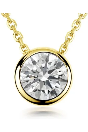 Materia Goldkette Damen Anhänger Zirkonia Rund Ø6,8mm GKA-4, 375 Gelbgold, 9 Karat - Verkäufer: Schmuck