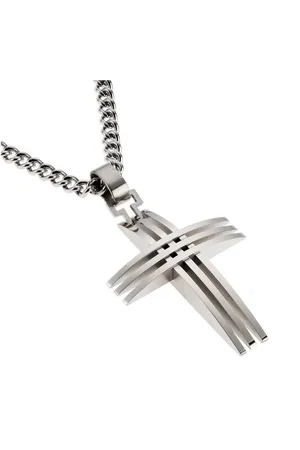 Zeeme Kette mit Anhänger Edelstahl mit Kreuz-Anhänger 50cm lang