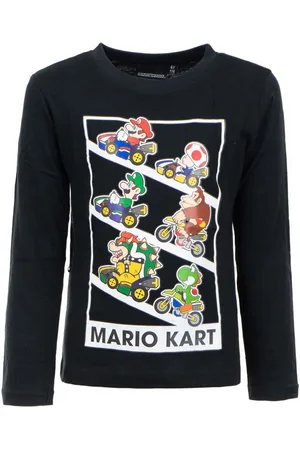 Super Mario T-Shirt KART LANGARM T-SHIRT Schwarz Jungen + Mädchen Gr. 98 104 110 116 122 128 ca. 3 4 5 6 7 8 Jahre - Verkäufer: coole-fun-t-shirts