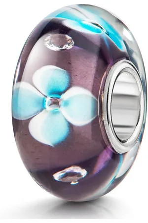 Materia Bead Glasperle Blumen / Blüten Zirkonia Lila Blau 1270, Kern aus 925 Sterling Silber - Verkäufer: Schmuck