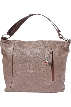 Florence Schultertasche Echtleder Schultertasche Damen (Schultertasche), Damen Leder Schulter-, Henkel-, Umhängetasche, taupe, ca. 35cm - Verkäufer: Fit4Style Silberschmuck - IMPPAC