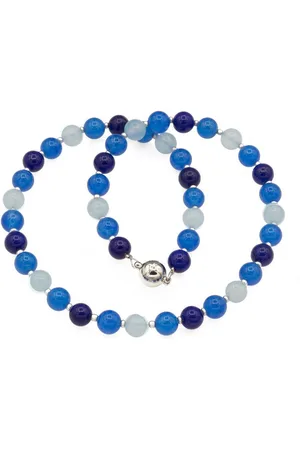 Bella Carina Perlenkette Kette mit Edelstein Perlen Jade 8 mm blau, mit echter Jade - Verkäufer: