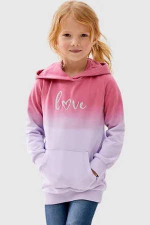 Kidsworld Kapuzensweatshirt, Longsweatshirt mit LOVE print Langarm, po-bedeckend, mit Glitzerdruck, aus Baumwolle
