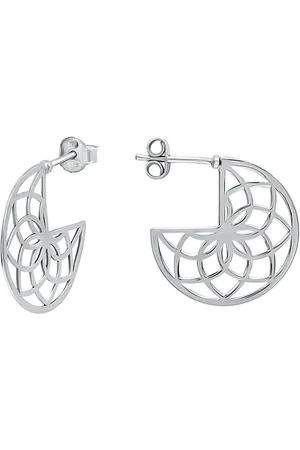 vivance collection Paar Creolen 925 Silber rhodiniert mit floralem Muster