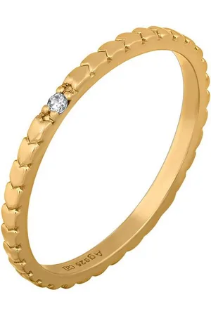 CAÏ Fingerring 925/- Sterling Silber vergoldet Herzen Zirkonia Stacking