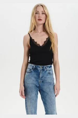 Saint Tropez Spaghettitop SZ-MAYA STRAP TOP mit Seidenanteil