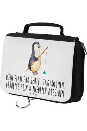 Mr. & Mrs. Panda Kulturbeutel Pinguin Angler - - Geschenk, Herren, Seevogel, Urlaub, Kulturbeu (1-tlg), Wasserabweisend - Verkäufer: