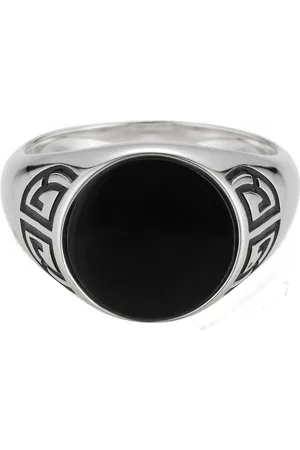 CAÏ Fingerring 925 Silber rhodiniert Onyx Asien Motiv