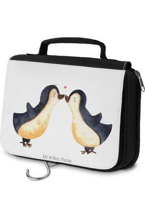 Mr. & Mrs. Panda Kulturbeutel Pinguin Liebe - - Geschenk, Liebesbeweis, Jahrestag, Herren, Kos (1-tlg), Einzigartiges Design - Verkäufer: