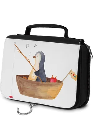 Mr. & Mrs. Panda Kulturbeutel Pinguin Angelboot - - Geschenk, Lebenslust, Neustart, Herren, Or (1-tlg), Mehrere Fächer - Verkäufer: