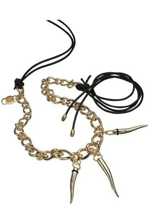 Dolce & Gabbana Collier Connect, Schotenformanhänger, Edelstahl, Leder, schwer, Gold, Braun - Verkäufer: Gigandet