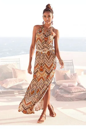 Lascana Maxikleid mit modischem Ausschnitt im Ethnoprint, Sommerkleid, Strandkleid