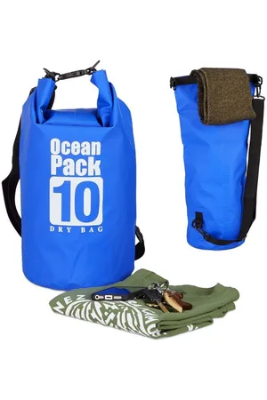 Relaxdays Packsack Ocean Pack 10L wasserdicht, Blau - Verkäufer: