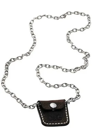 Dolce & Gabbana Collier Rough, aus Edelstahl und Leder, Silber/Schwarz, mit kleinem Täschchen - Verkäufer: Gigandet