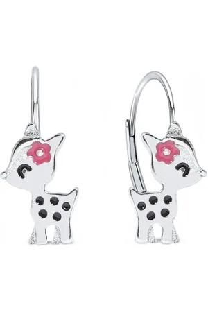 Goldene Hufeisen Paar Ohrhänger Rehkitz Mädchen Kinder Ohrringe 925 Sterling Silber mit Emaille (1 Paar, inkl. Schmuckbox), Rhodiniert - Verkäufer: