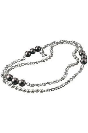 Dolce & Gabbana Collier Fancy, aus Edelstahl und Kunstperlen, Silber/Schwarz, 63cm lang - Verkäufer: Gigandet