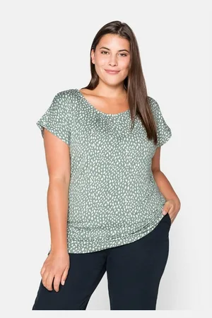 Sheego T-Shirt Große Größen mit Alloverdruck und gelegten Falten