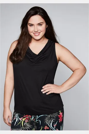 Sheego Tanktop Große Größen mit Wasserfallkragen und Gummibund