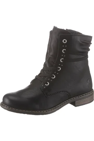 Rieker Schnürboots, Winterboots, Blockabsatz, Stiefelette mit dezenter Nietenverzierung