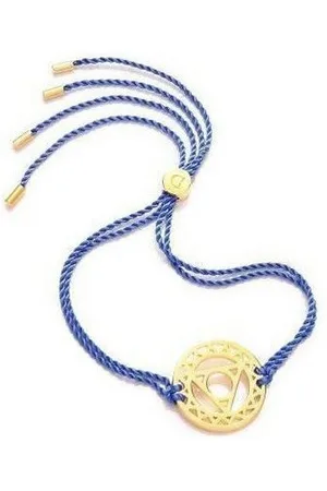 Daisy London Armband Throat Chakra Blue, aus 925er Sterling-Silber und Textil, Zugband, - Verkäufer: Gigandet