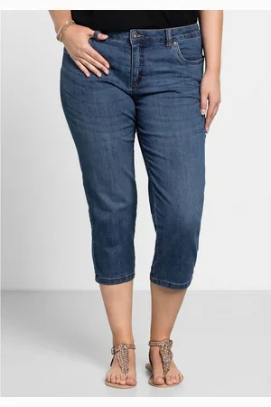 Sheego Caprijeans Große Größen mit Used-Effekten