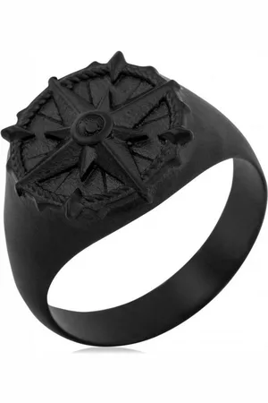 Akitsune Siegelring Guidance Ring Mattschwarz - Kompass EU 52 - UK L - US 6 - Verkäufer: Blackskies