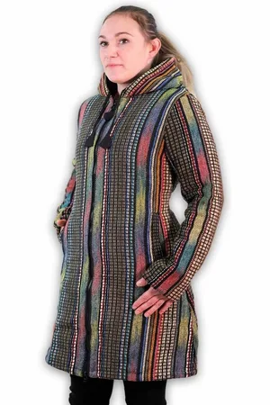 Kunst und Magie Langjacke Damen Gheri Jacke mit Kapuze -Hippie Goa Boho Damen Mantel - Verkäufer: