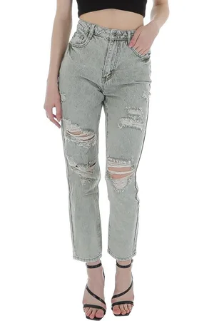 Ital-Design Relax-fit-Jeans Damen Freizeit Destroyed-Look Relaxed Fit Jeans in Hellgrün - Verkäufer: