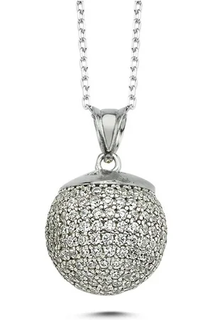 Karisma Kette mit Anhänger Damen Silber 925 Kugel Anhängerkette 12mm - mit Zirkonia Set, Elements und Silber Kette PE003 Farbwahl - Silber - Verkäufer: Schmuck
