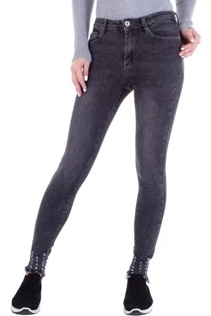 Ital-Design Skinny-fit-Jeans Damen Freizeit (79457660) Destroyed-Look Stretch Skinny Jeans in Dunkelgrau - Verkäufer: