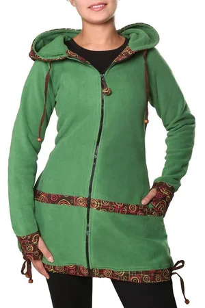Kunst und Magie Kurzjacke kurzer Damenmantel aus Fleece mit Kapuze - Verkäufer: