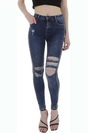 Ital-Design Skinny-fit-Jeans Damen Freizeit Destroyed-Look Stretch Skinny Jeans in - Verkäufer: