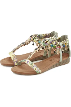 Lascana Sommerschuh Sandale Sandalette, Sommerschuh mit Schmuckkettchen und Schmucksteinen VEGAN