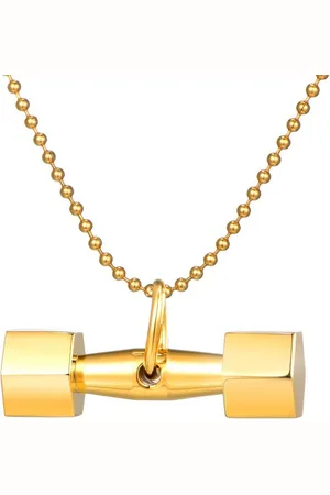 DonDon Kette mit Anhänger Edelstahlkette mit Anhänger (1-tlg), Goldene Herren-Halskette mit Hantel, im Samtbeutel - Verkäufer: urban-styles