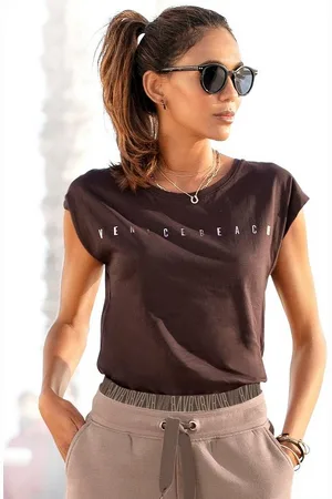 Venice Beach Kurzarmshirt mit glänzendem Logodruck, T-Shirt aus Baumwolle