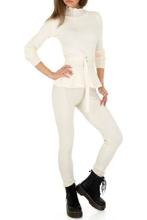 Ital-Design Freizeitanzug Damen Freizeit, Stretch Jogging- & Freizeitanzug in Creme - Verkäufer:
