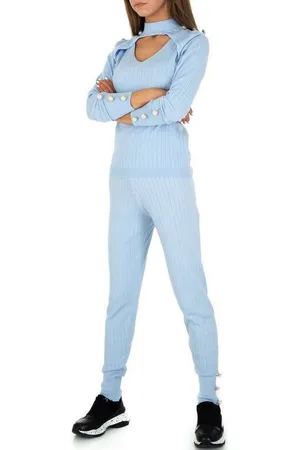 Ital-Design Freizeitanzug Damen Freizeit, Stretch Jogging- & Freizeitanzug in Hellblau - Verkäufer: