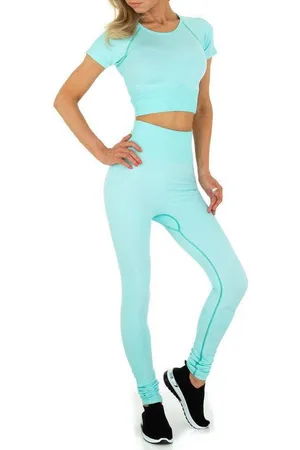 Ital-Design Sportanzug Damen Freizeit, Stretch Jogging- & Freizeitanzug in Hellblau - Verkäufer: