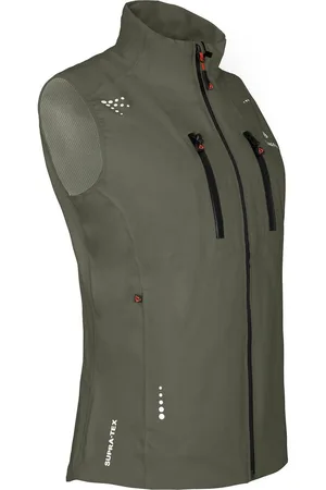 Bergson Outdoorjacke LEKNES West Damen Regenweste, recycelt, Netzfutter 20000 mm Wassersäule, Normalgrößen, grau/grün - Verkäufer: