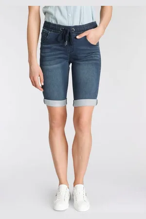 ARIZONA Jogg-Jeansbermudas hohe Leibhöhe, krempelbare Beinabschlüsse, Used-Look