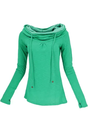 GURU-SHOP Longsleeve Hoody Boho chic, Feinstrick Langarmshirt mit.. alternative Bekleidung - Verkäufer:
