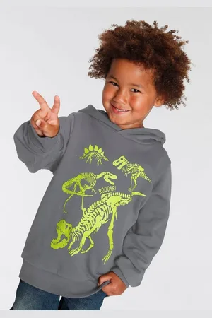 Kidsworld Kapuzensweatshirt DINO Langarm, Basic-Passform, mit stylischem Druck, aus Baumwolle