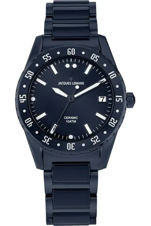 Jacques Lemans Keramikuhr Liverpool, 42-10E, Quarzuhr, Armbanduhr, Herrenuhr,Datum,Leuchtzeiger,Edelstahlarmband