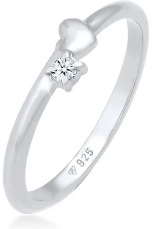 Elli DIAMONDS Diamantring Diamant (0.03 ct) Herz Liebe 925 Silber
