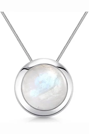 Materia Kettenanhänger Mondstein Edelstein weiß rund Ø18mm KA-259, Fassung aus 925 Sterling Silber - Verkäufer: Schmuck