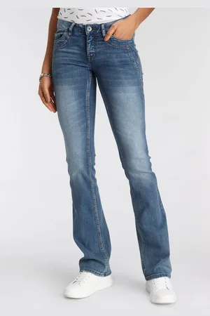 ARIZONA Bootcut-Jeans mit Keileinsätzen ausgestellte Beinform, niedrige Leibhöhe, elastisches Material