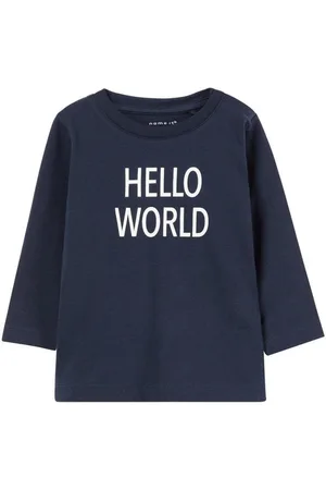 NAME IT Longsleeve Mädchen Shirt Print "Hello World" (1-tlg) sportlicher Schnitt, mit Frontprint - Verkäufer: Schnubby-de