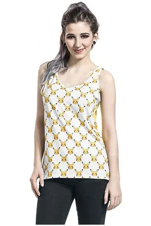 Pokemon Tanktop Pikachu Tank T-Shirt Damen Sommer Top XS S M L XL WEISS - GELB - Verkäufer: coole-fun-t-shirts